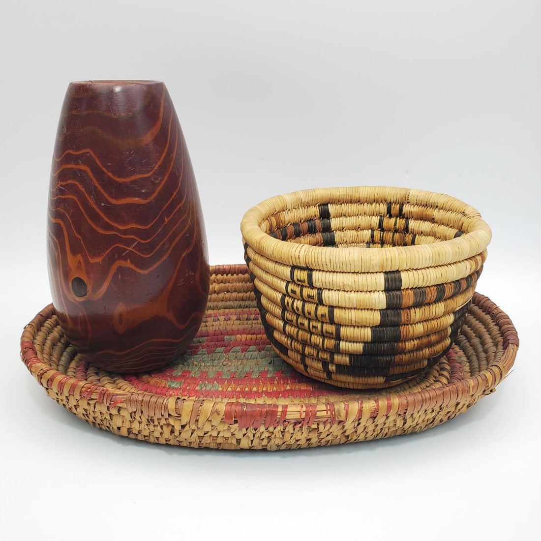 2 Native American Woven Baskets & a Vase (1 of 2)