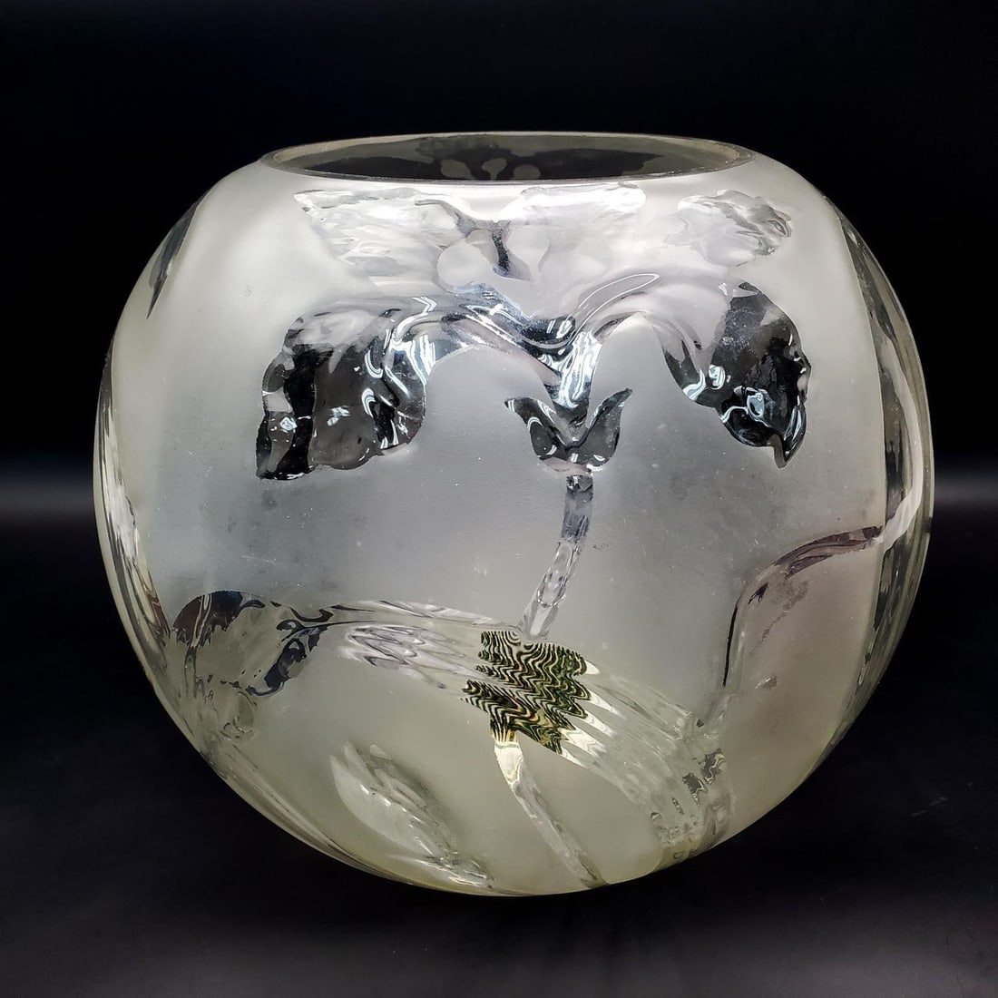 Large Frosted Globe Glass Vase (1 of 5)