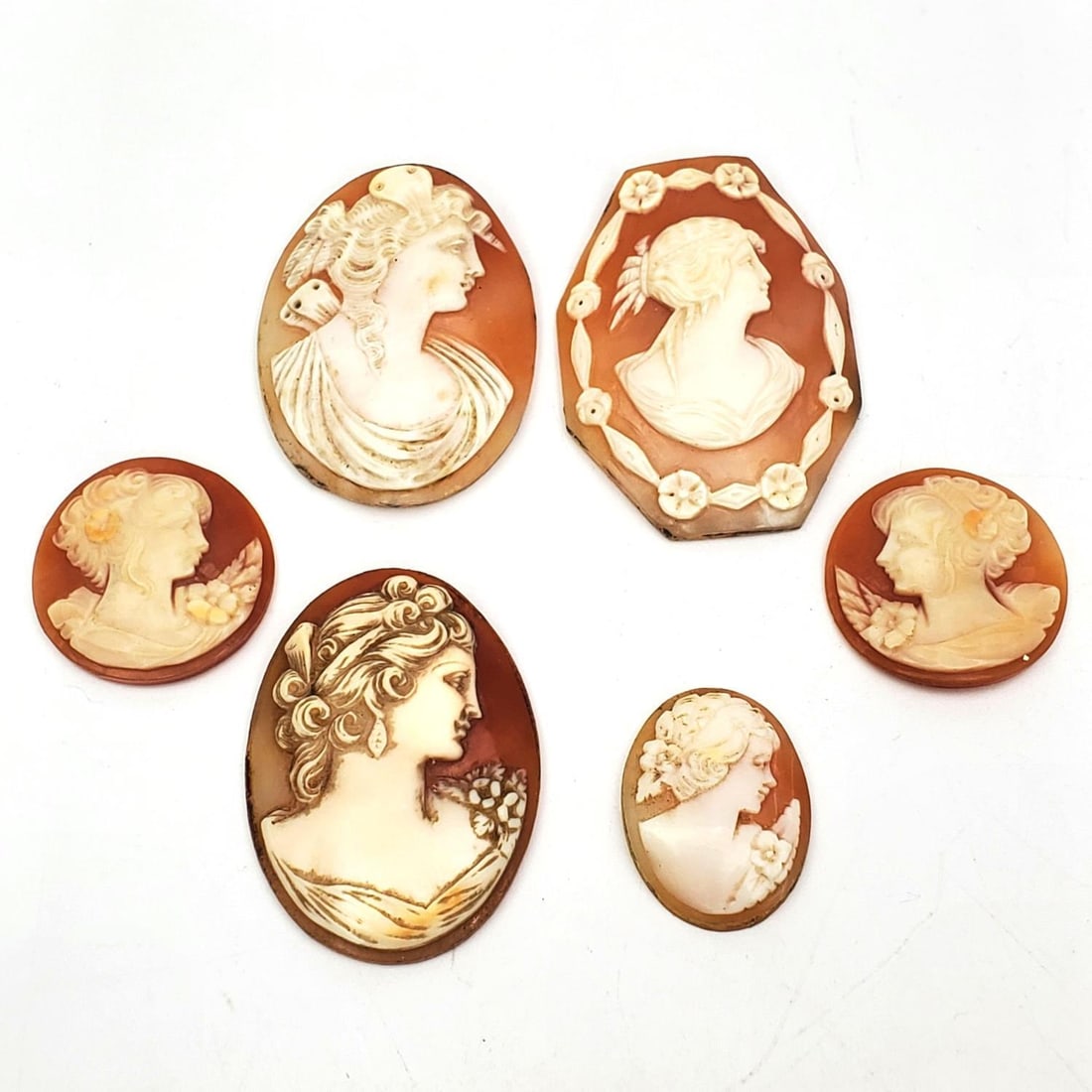 Lot of 6 Antique Carved Cameos (1 of 4)