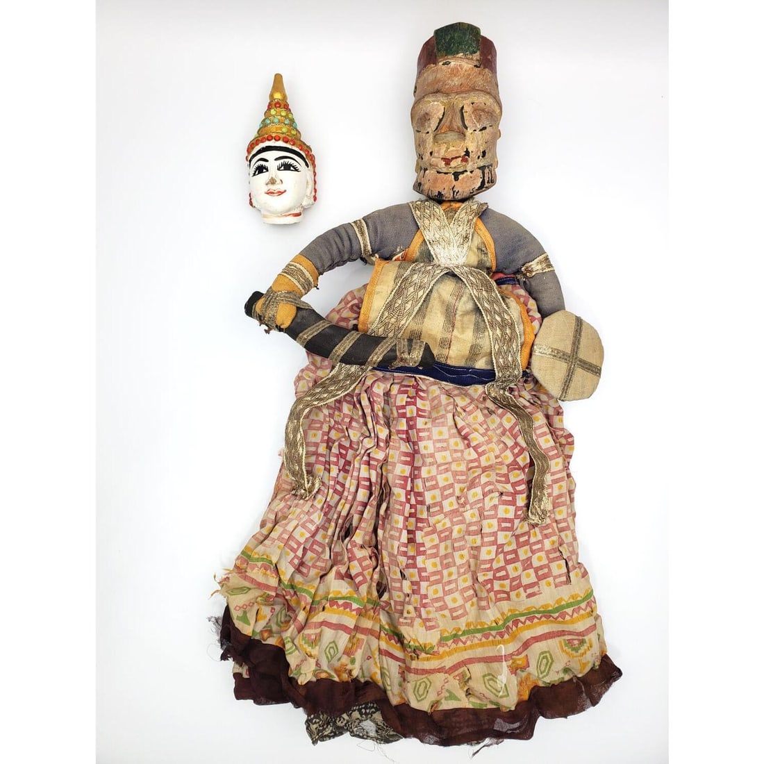 Vintage Indian Puppet w/ Carved Wood Head (1 of 2)