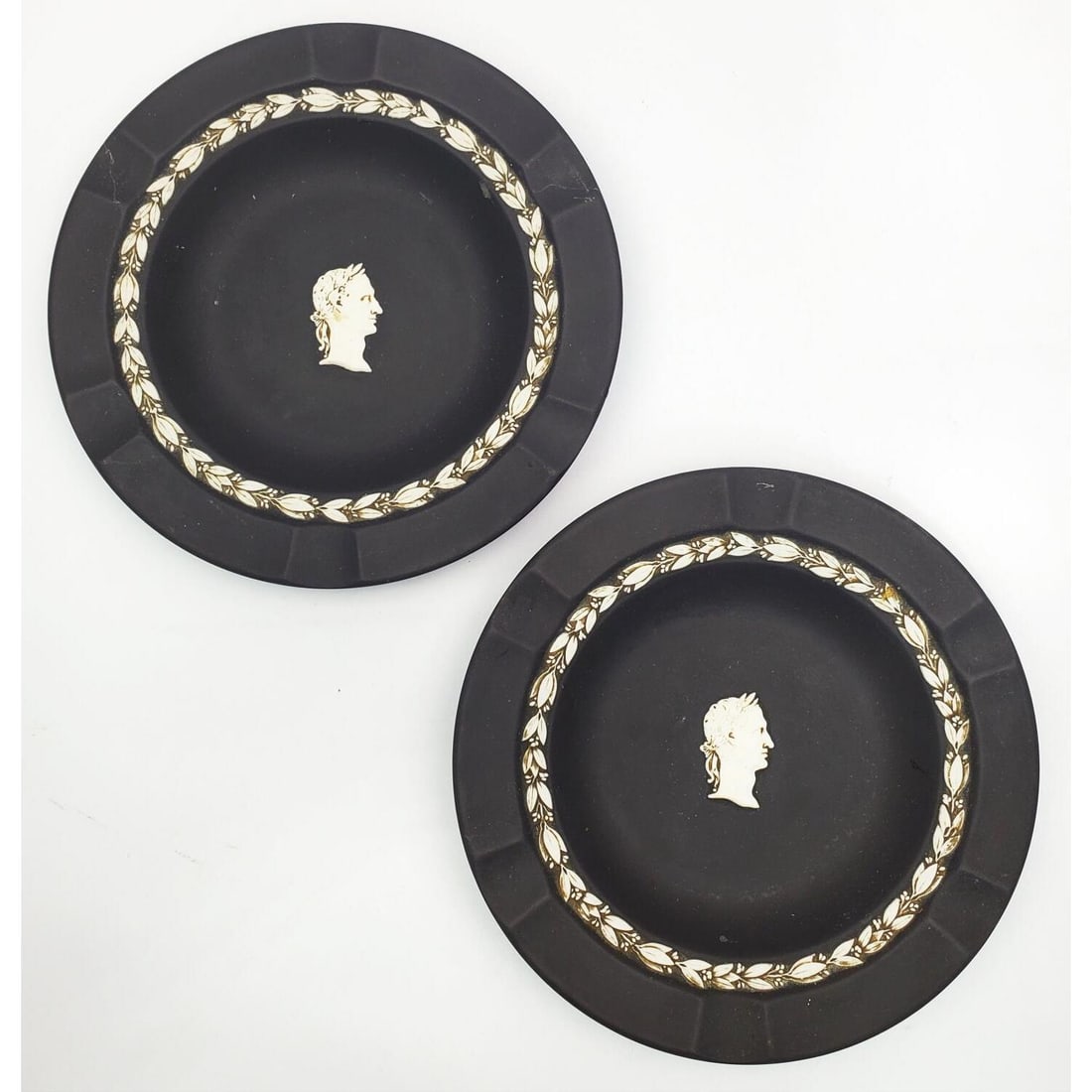 Pair of Wedgwood England Black Basalt Ashtrays (1 of 2)