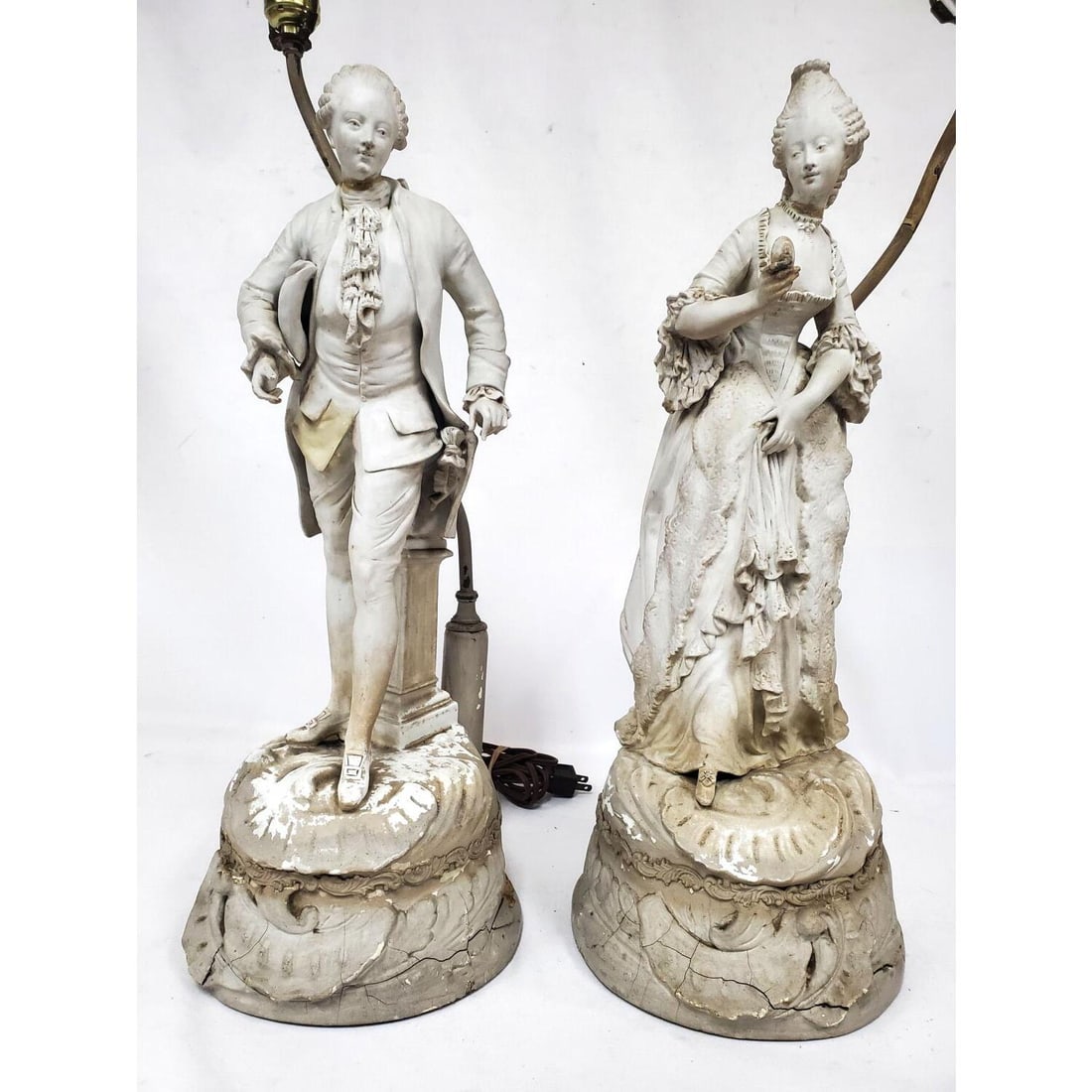 Set of 2 French Porcelain Figures Made Into Lamps (1 of 4)