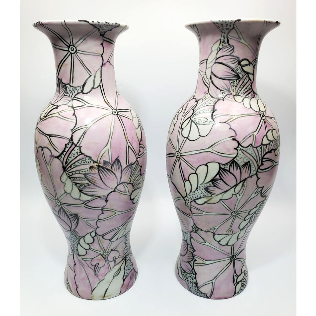 Pair of Chinese Porcelain Floral Vases (1 of 3)