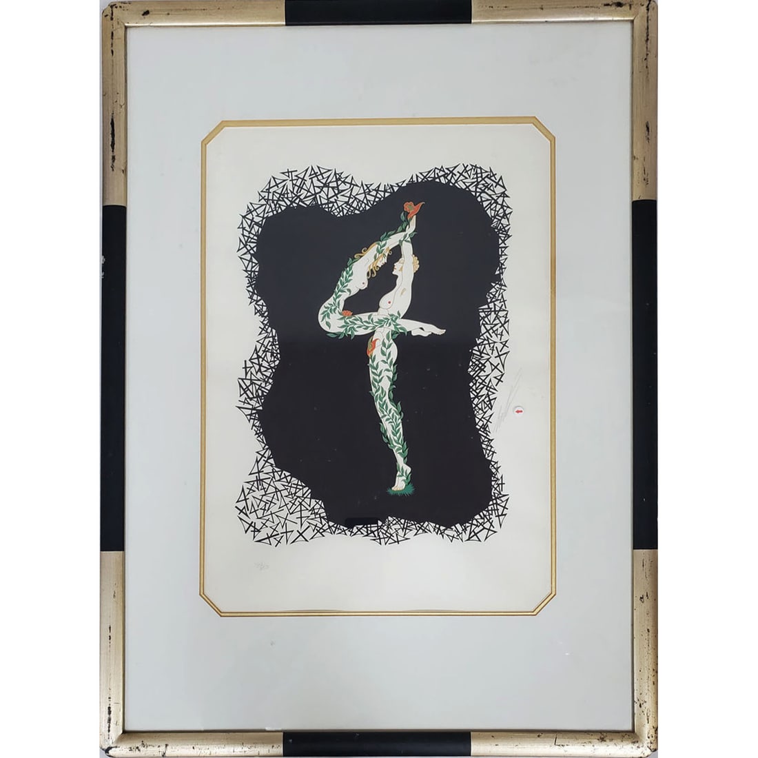 Erte Original Serigraph "Four" c.1980: Erte (Romaine de Tirtoff) Russian/French (1892-1990) Original Serigraph "Four" c.1980. Pencil Signed Middle Right & Numbered 160/350 on Lower Left. In Original Frame Under Glass. Has Not Been Examined