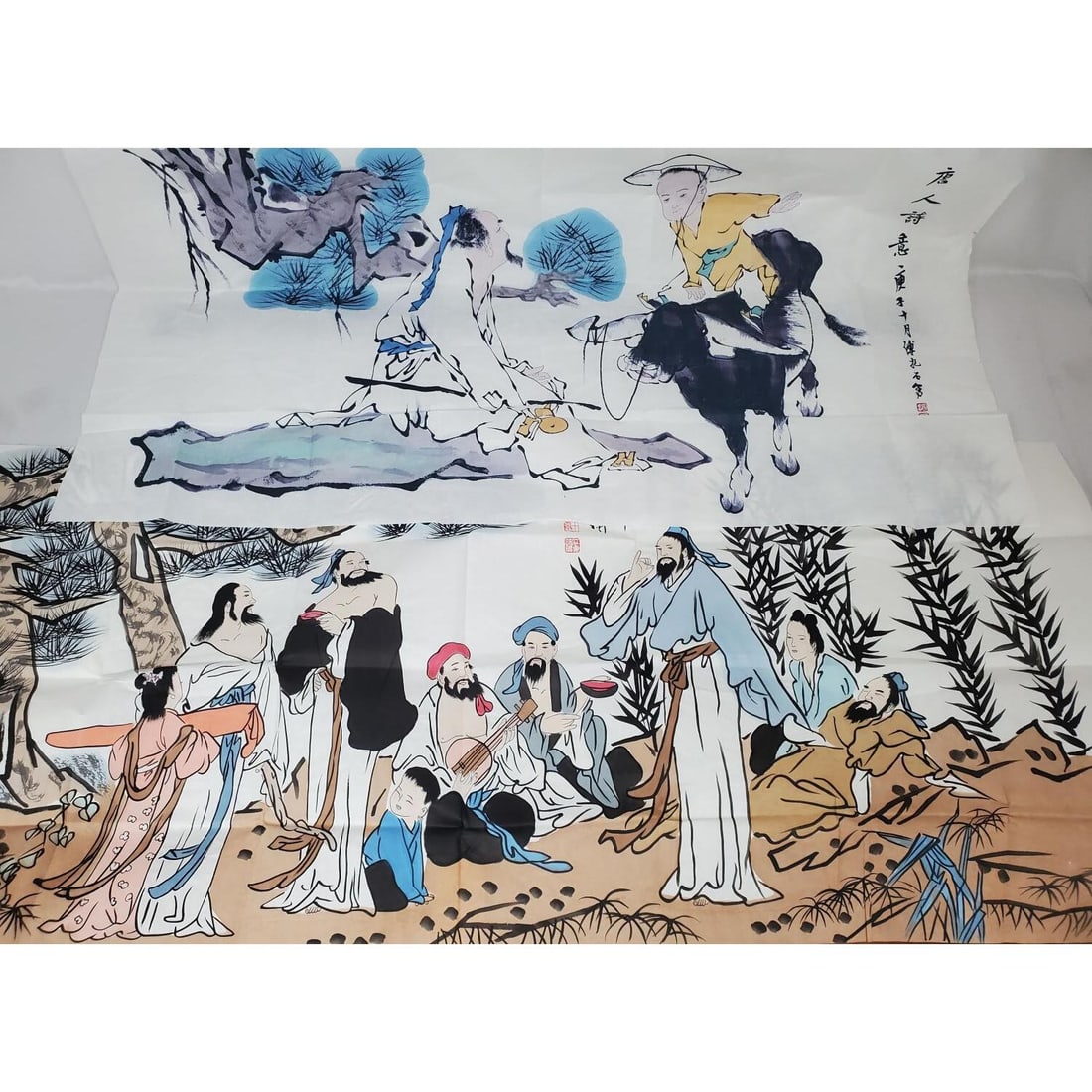 Lot of 2 Chinese Paintings Watercolor on Paper (1 of 4)