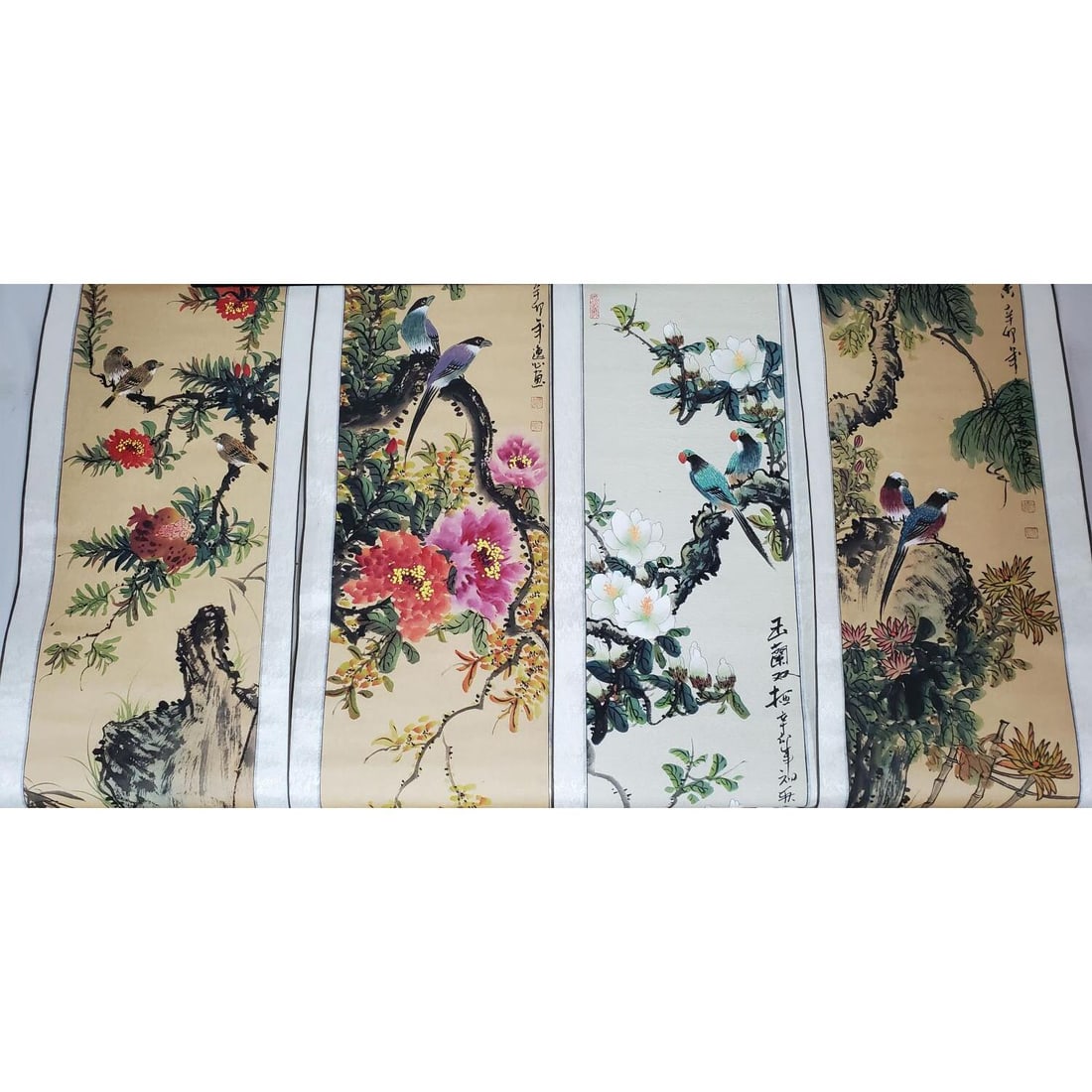 Lot of 4 Chinese Signed Scroll Paintings (1 of 5)