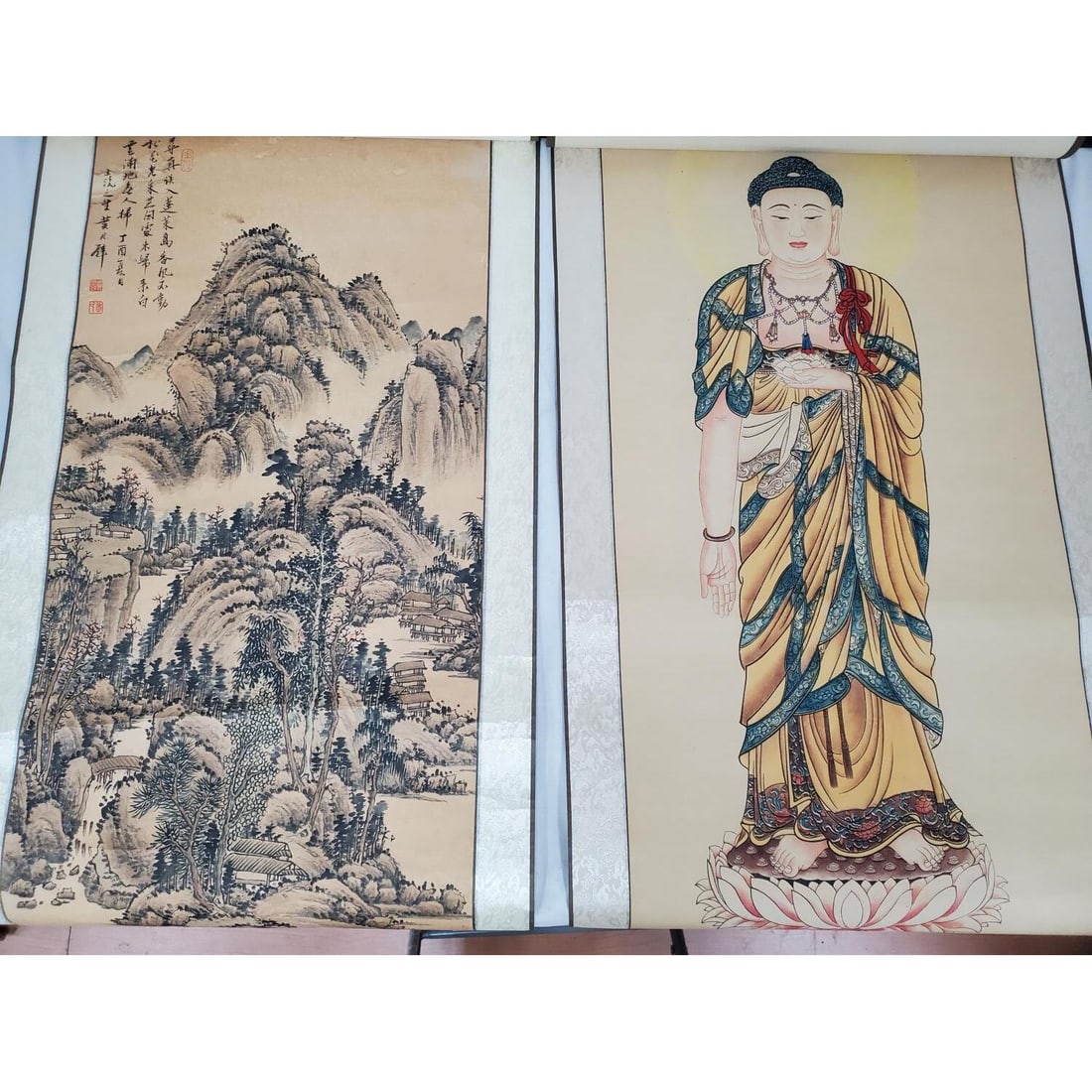 Lot of 2 Chinese Signed Scroll Paintings (1 of 3)