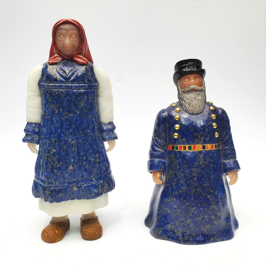 2 Faberge-Style Russian Carved Lapis Figures (1 of 5)