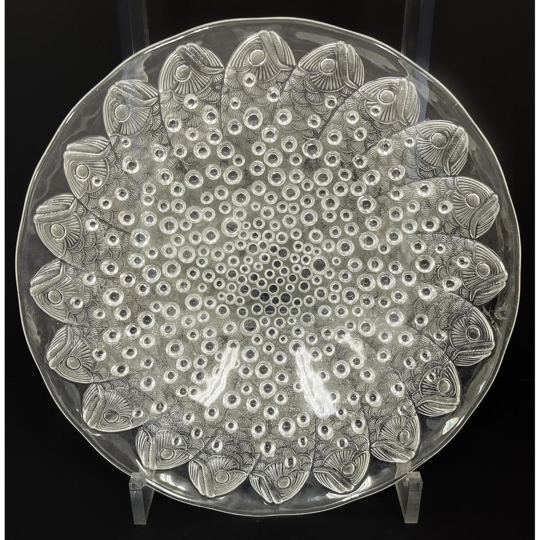 Vintage Lalique France Large Glass Bowl "Roscoff" (1 of 6)