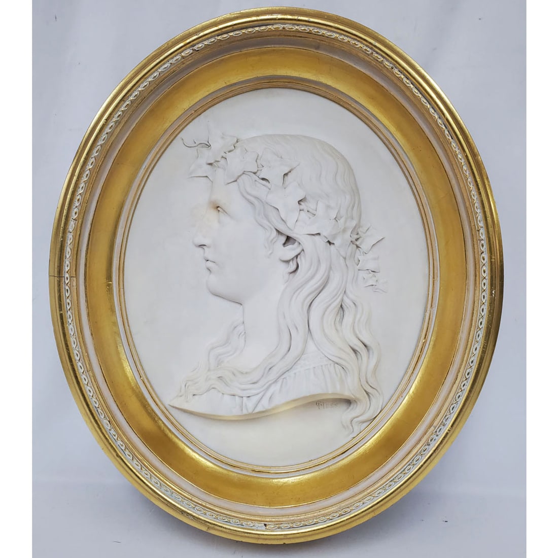 Antique Carved Marble Bas-Relief Portrait Plaque (1 of 4)
