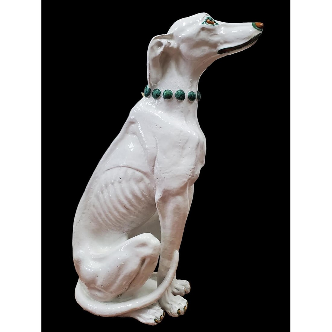 Italian Glazed Terracotta Life-Size Greyhound (1 of 6)