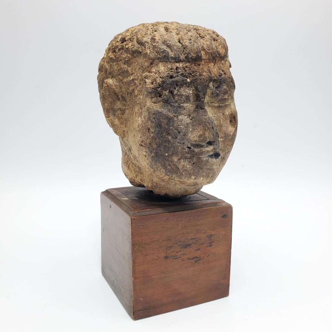 Ancient Roman Head on Wood Display Base (1 of 3)