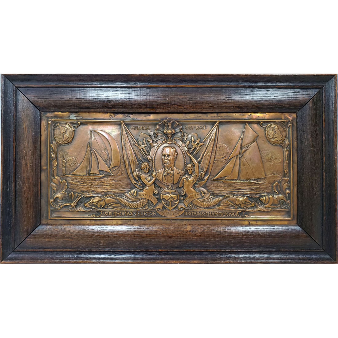 Rare Antique Bronze Plaque Americas Cup Rivalry (1 of 4)