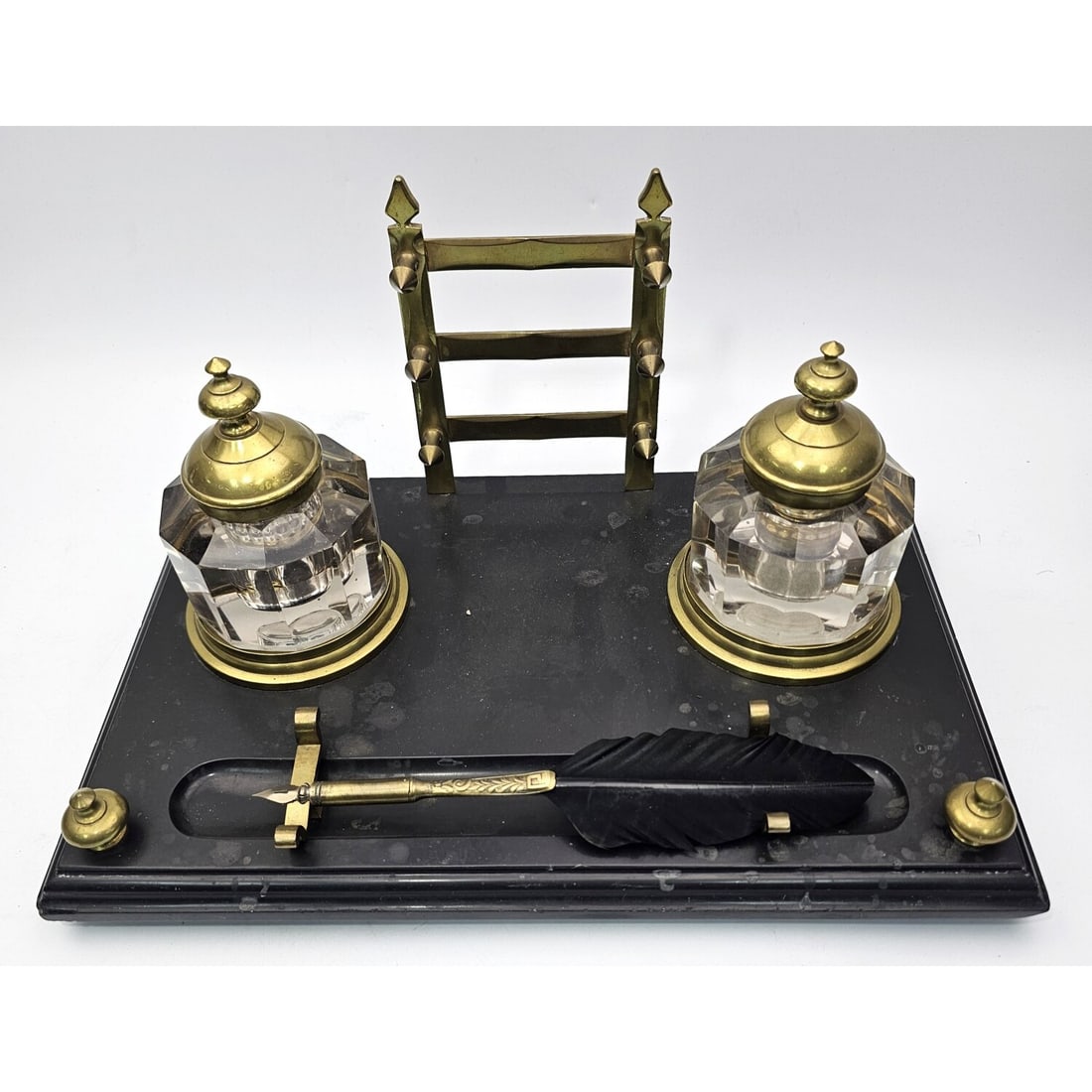 Antique 19th C. Bronze, Glass & Marble Desk Set (1 of 4)