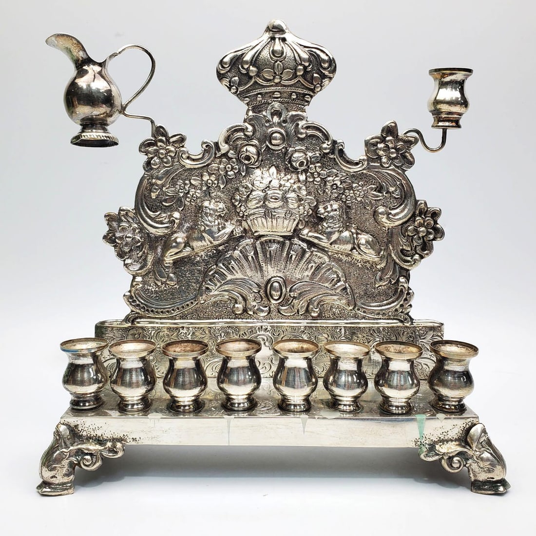 Fine Antique Judaica Continental Silver Menorah (1 of 4)