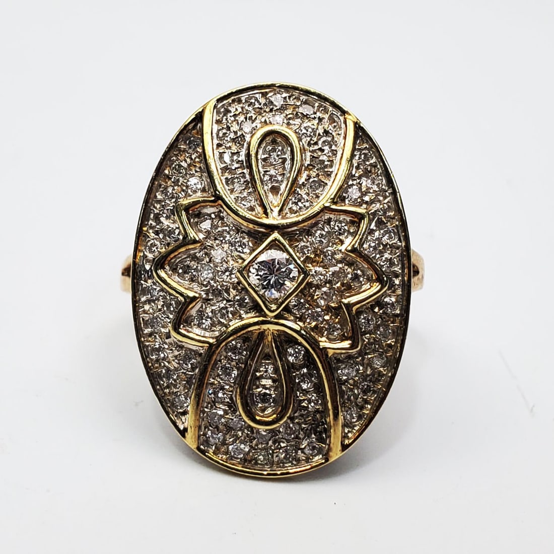 Unusual Large 14K Gold & Diamonds Ring (1 of 6)