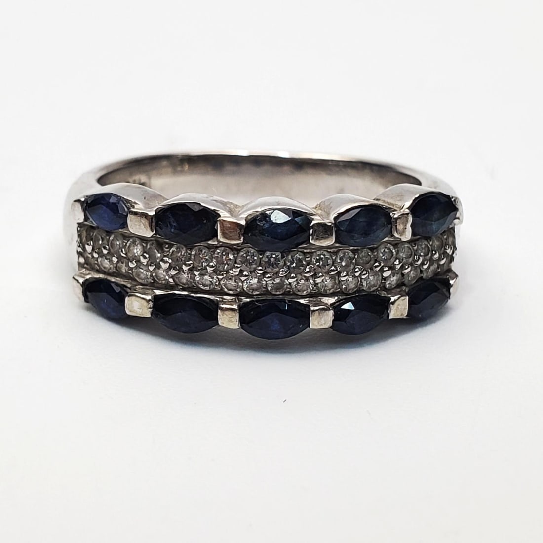 14K White Gold, Diamonds & Sapphire Ring (1 of 4)