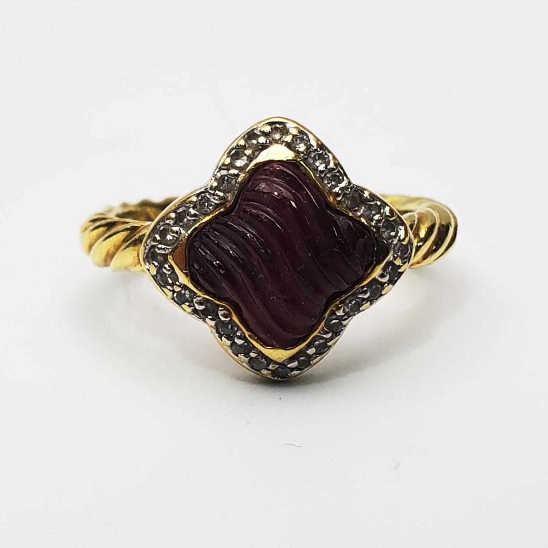 David Yurman 18K Gold, Tourmaline & Diamonds Ring (1 of 4)