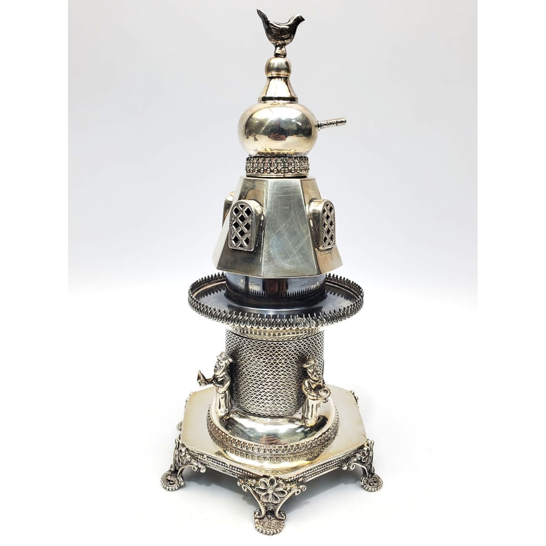 Judaica Very Fine & Heavy Sterling Silver Besamim (1 of 4)