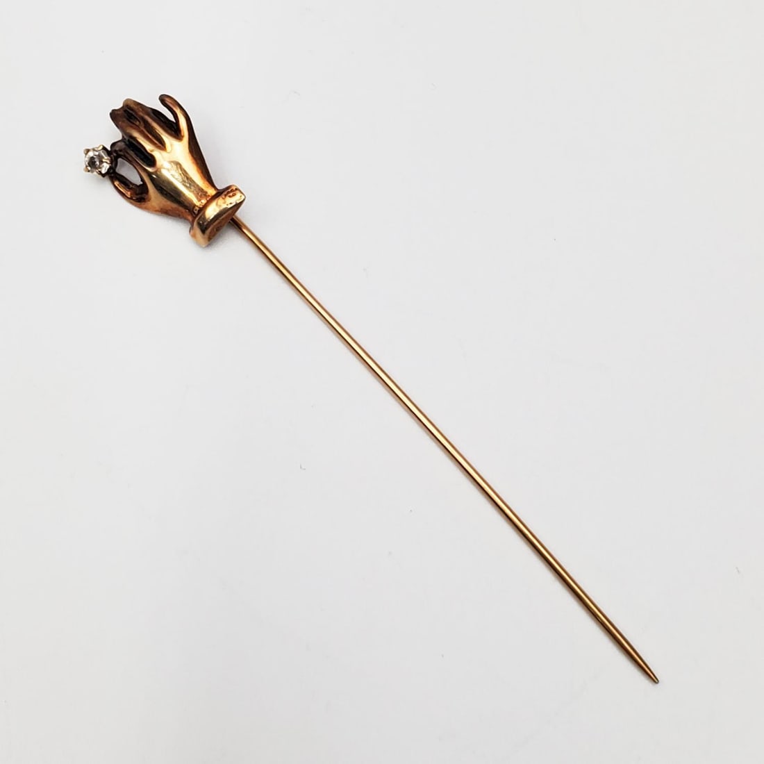 Antique 14K Gold & Diamond Hand Stick Pin (1 of 2)