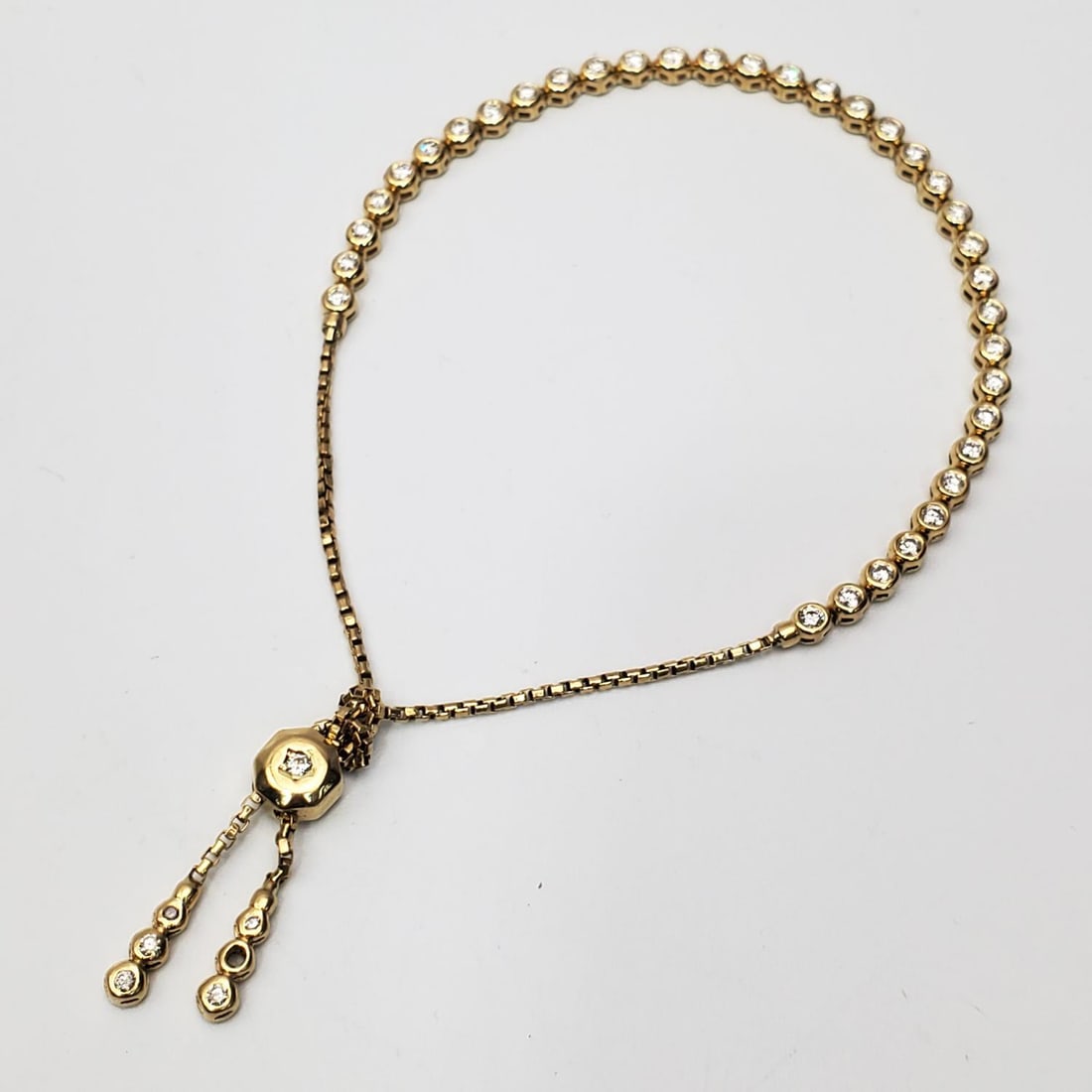 Unusual 14K Gold & Diamonds Adjustable Bracelet (1 of 4)