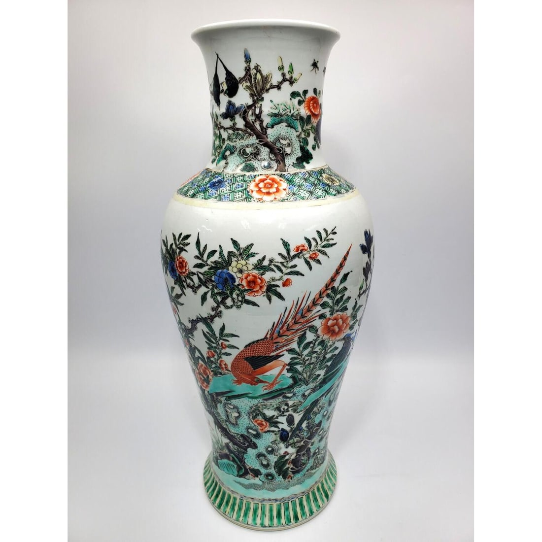 Chinese Large Famille Verte Enamel Porcelain Vase (1 of 5)