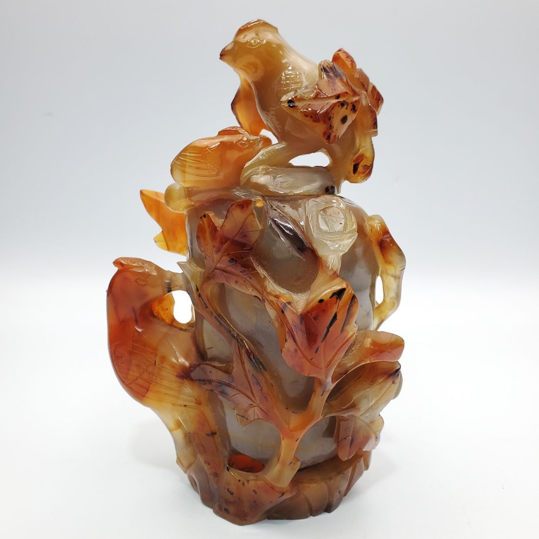 Chinese Large Carved Agate Covered Bottle (1 of 5)