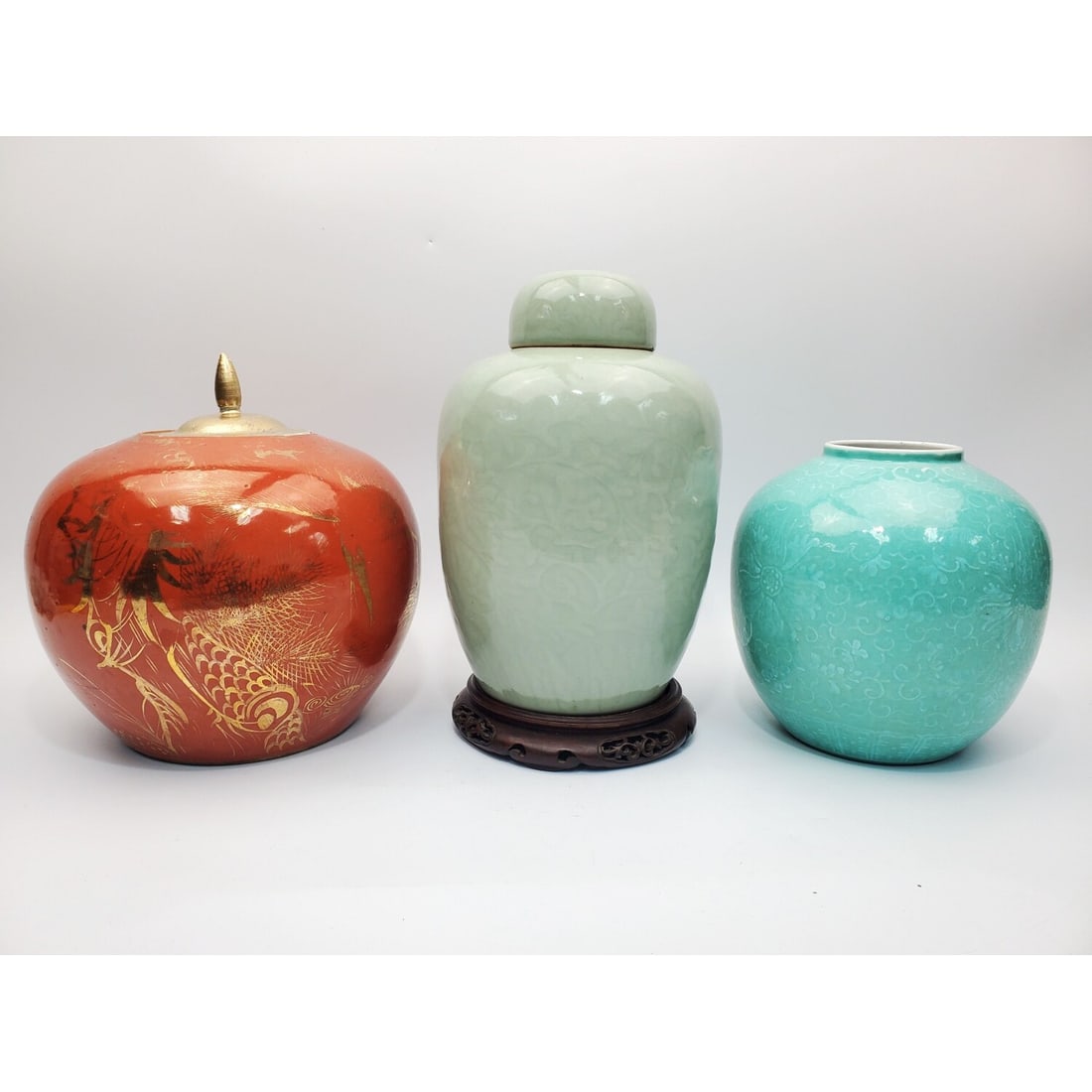 Lot of 3 Antique Chinese 19th C. Porcelain Jars (1 of 5)