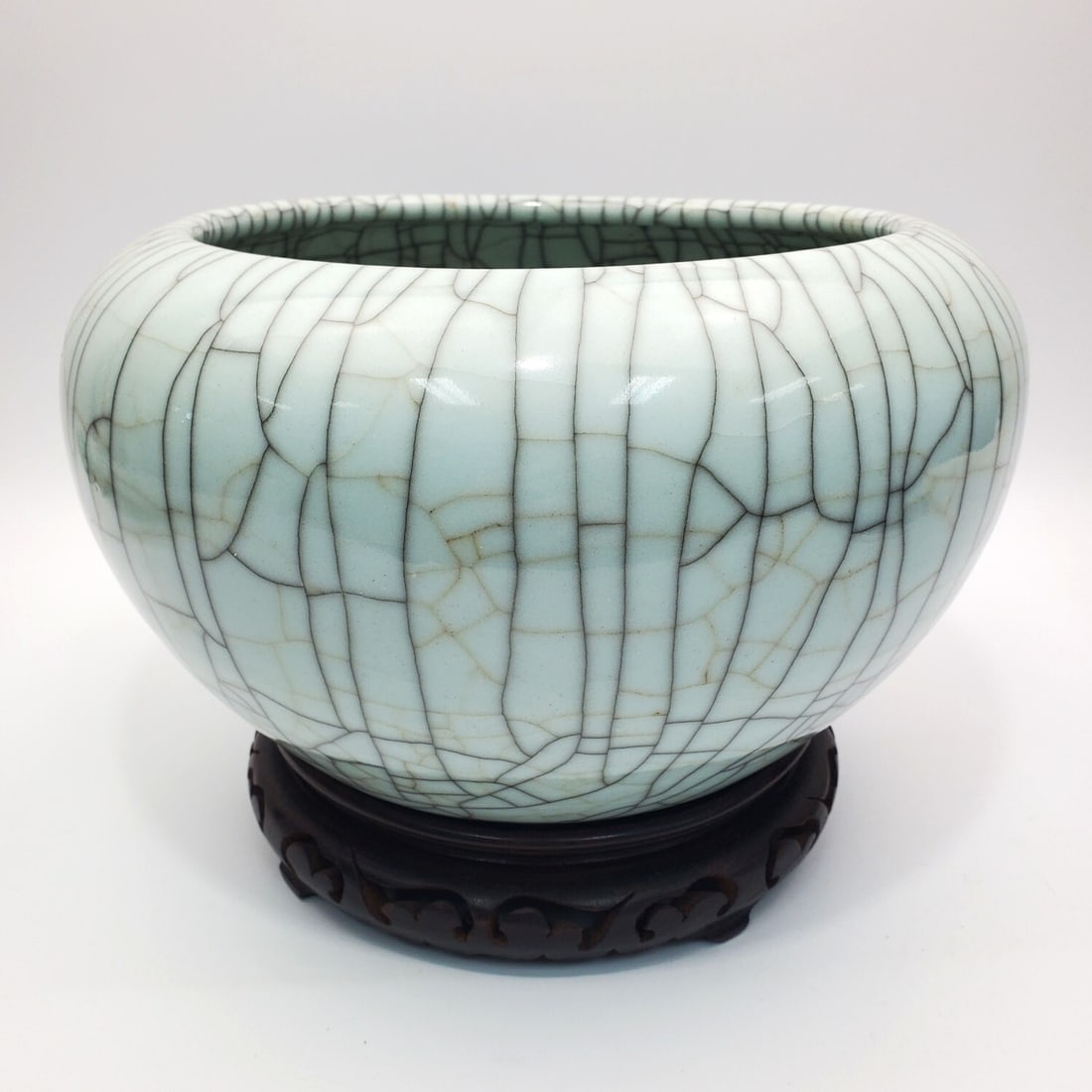 Chinese Large Celadon Crackle-Glaze Porcelain Bowl (1 of 5)