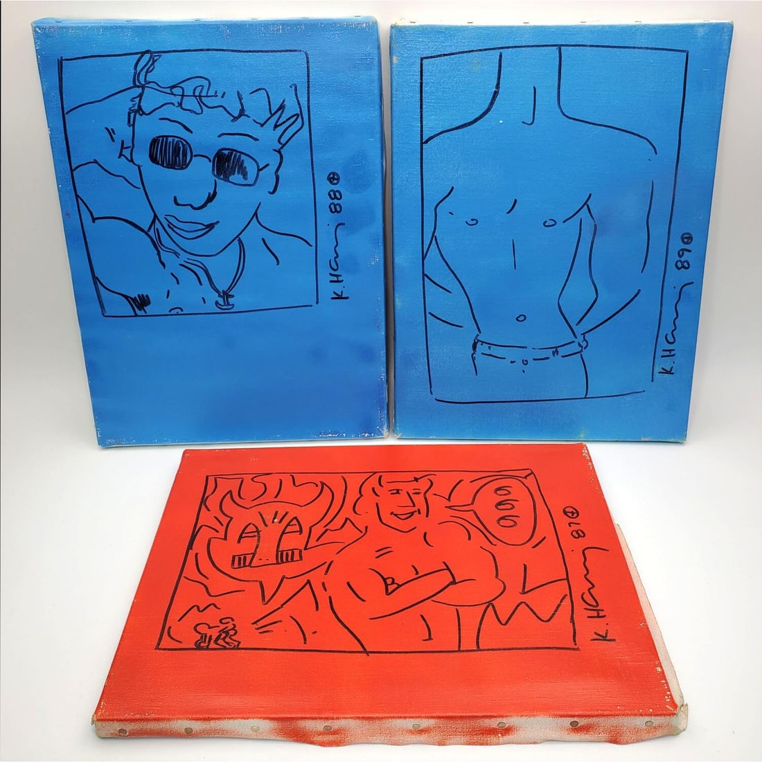 After Keith Haring, 3 Mixed Media on Canvas (1 of 8)
