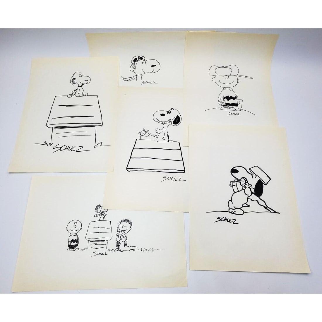 After Charles Schulz 6 Signed Sketches (1 of 4)