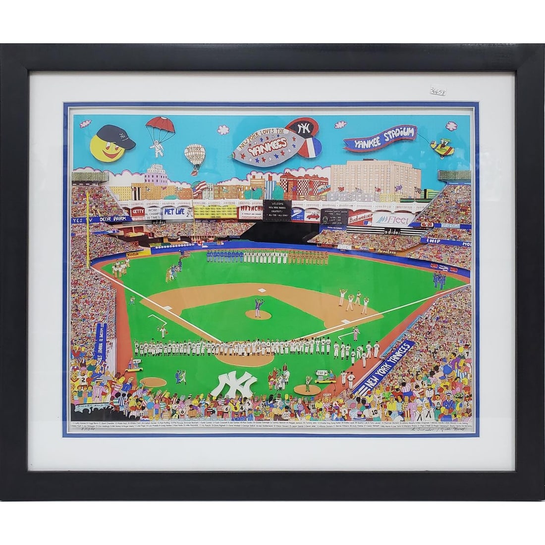 Al Schreiber & Jill Hand Limited Edition 3-D Print: Al Schreiber & Jill Hand Limited Edition 3-D Cutout Print "Yankee Stadium". Fully Signed & Numbered. In Original Frame Under Glass. Has Not Been Examined Out of Frame. Condition: Excellent. Dimensions