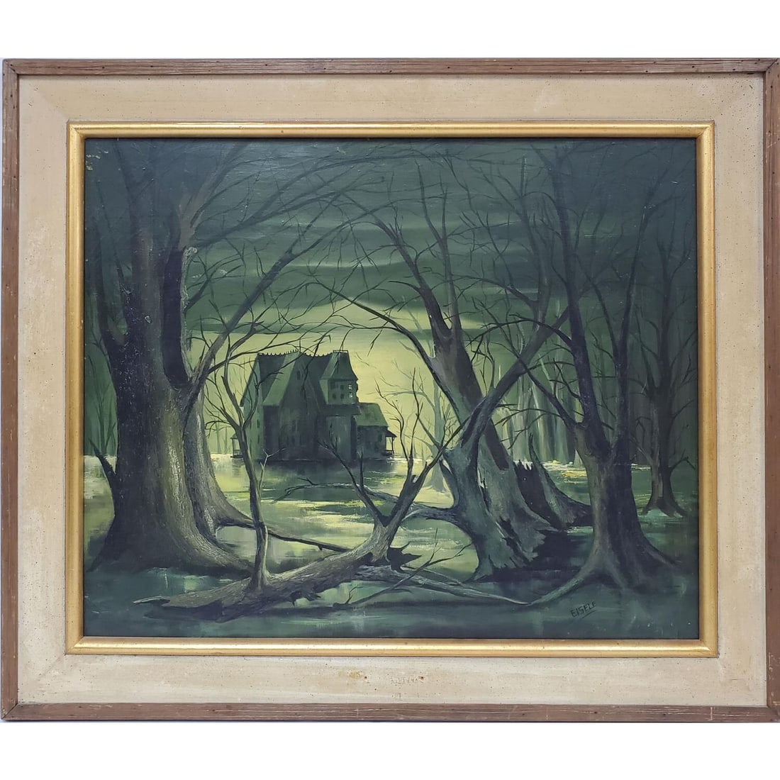 Lou Eisele Painting Oil on Board "Haunted House" (1 of 5)