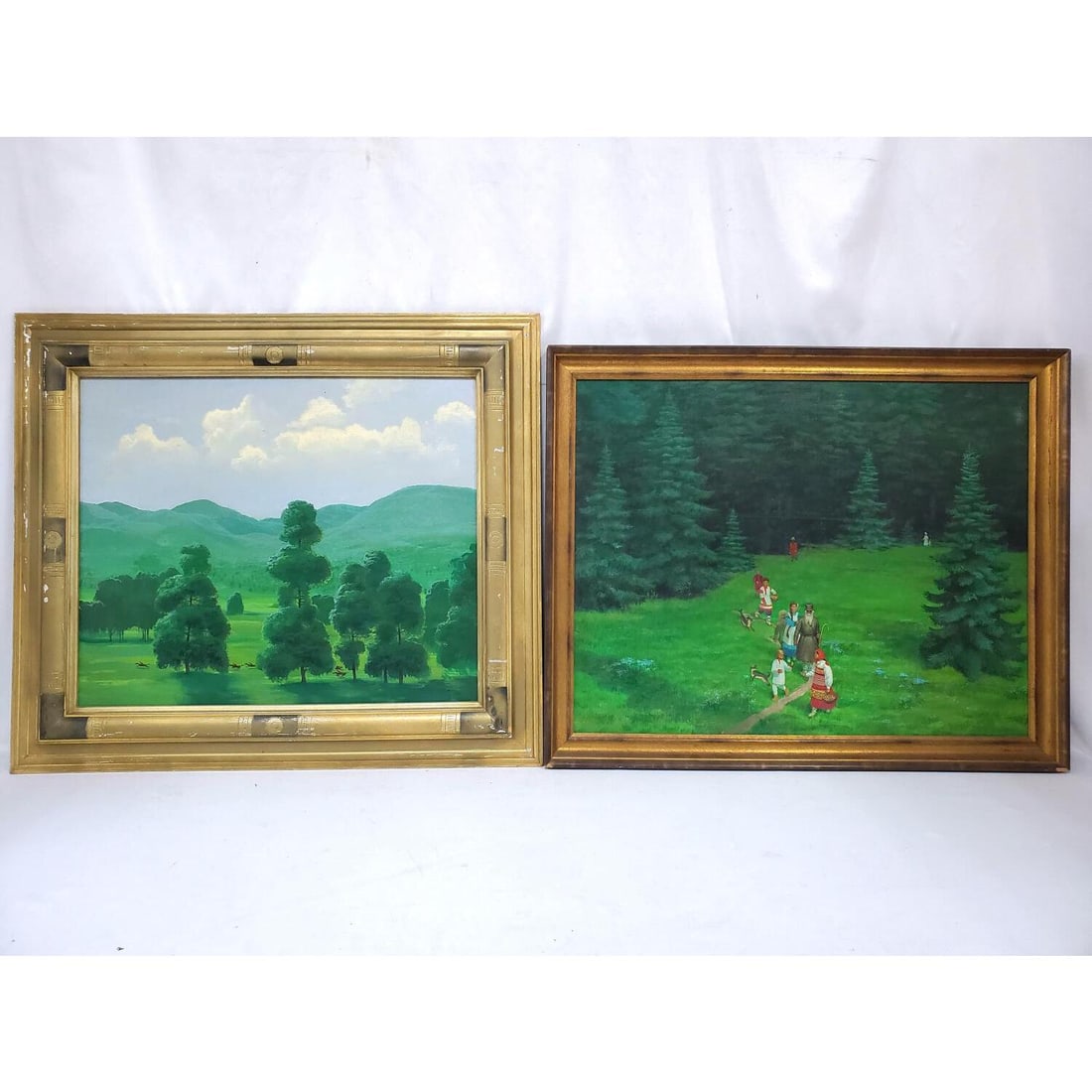 2 Large Vintage Paintings Oil on Canvas (1 of 4)