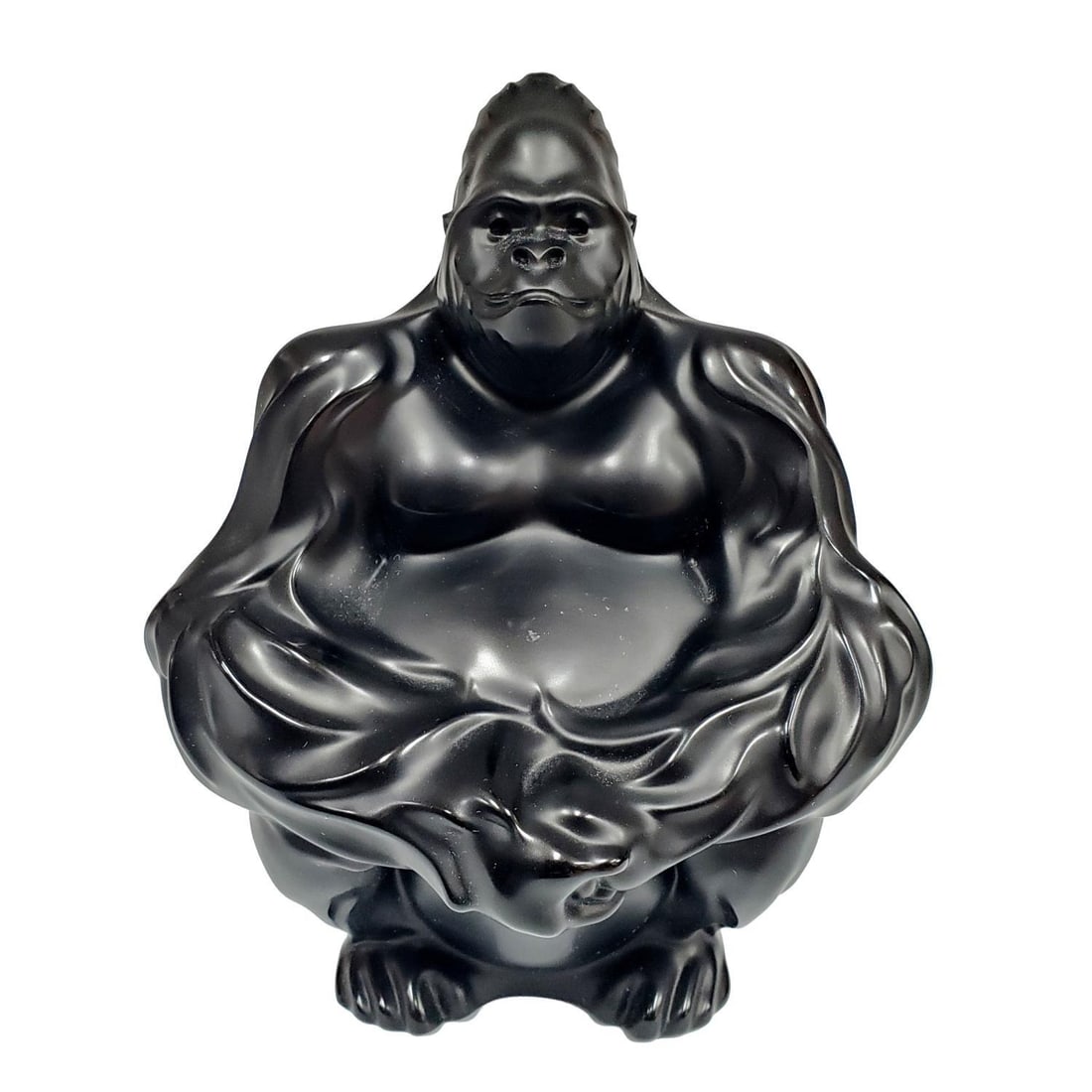 Lalique France Black Art Glass Gorilla Sculpture (1 of 5)