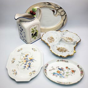 Lot of 5 Good Quality Signed Porcelain Items