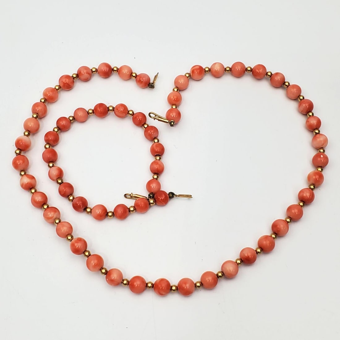 14K Gold & Coral Necklace & Bracelet Set (1 of 2)