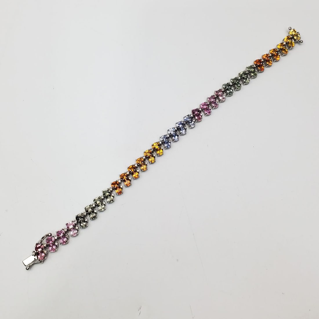 14K White Gold, Diamonds & Sapphires Bracelet (1 of 5)