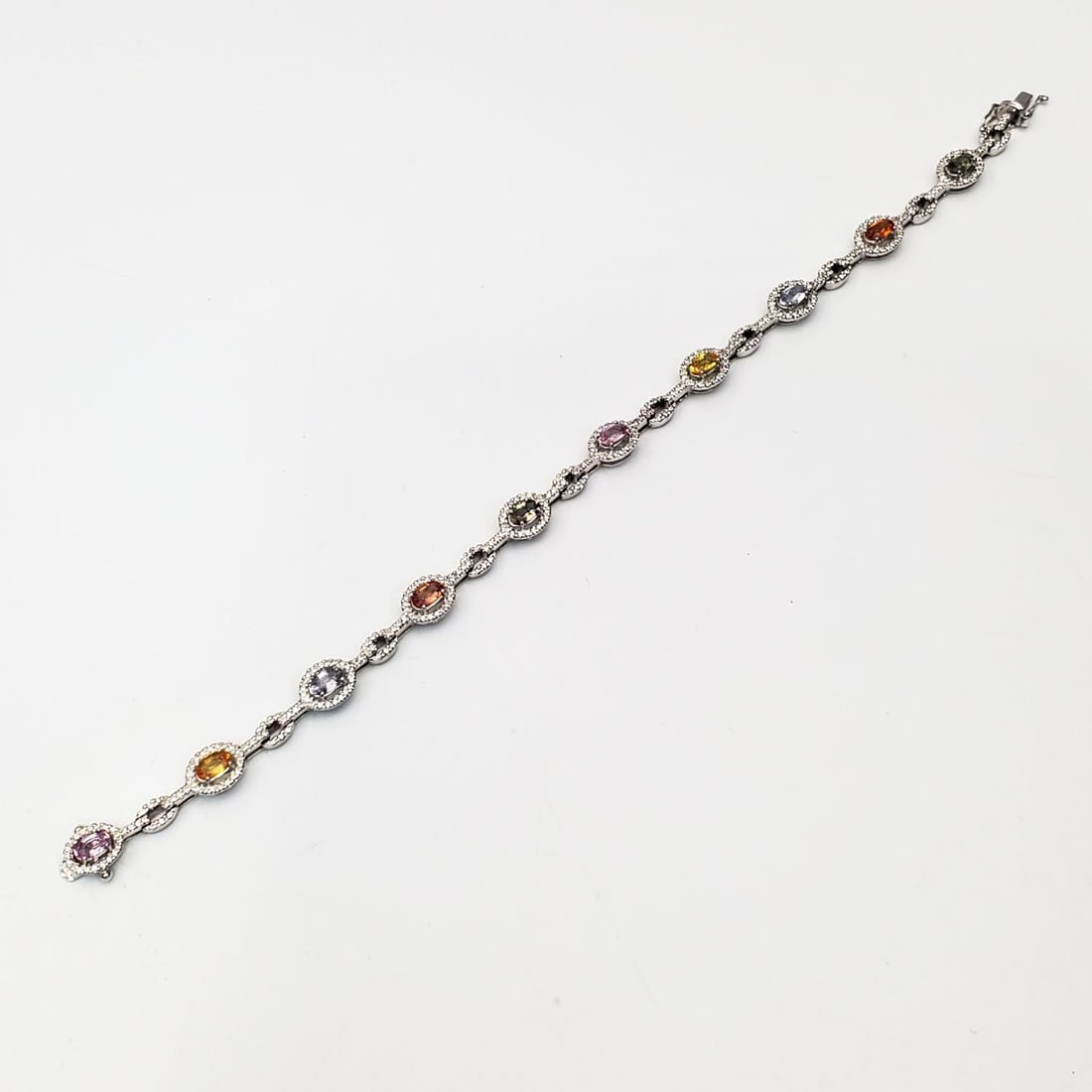 14K White Gold, Diamonds & Sapphires Bracelet (1 of 5)