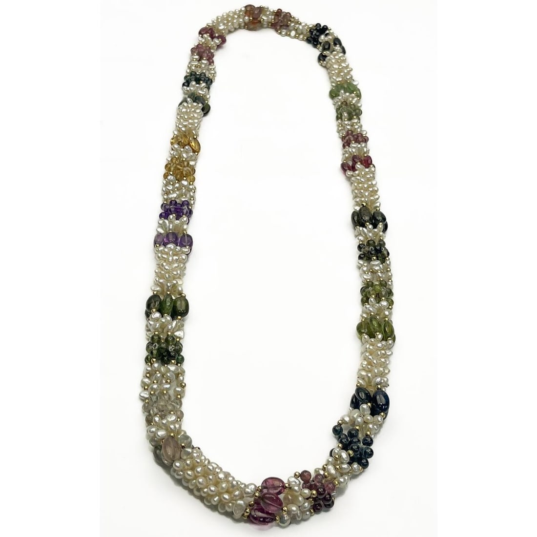 Fine Large 14K Gold, Pearl & Tourmaline Necklace (1 of 3)