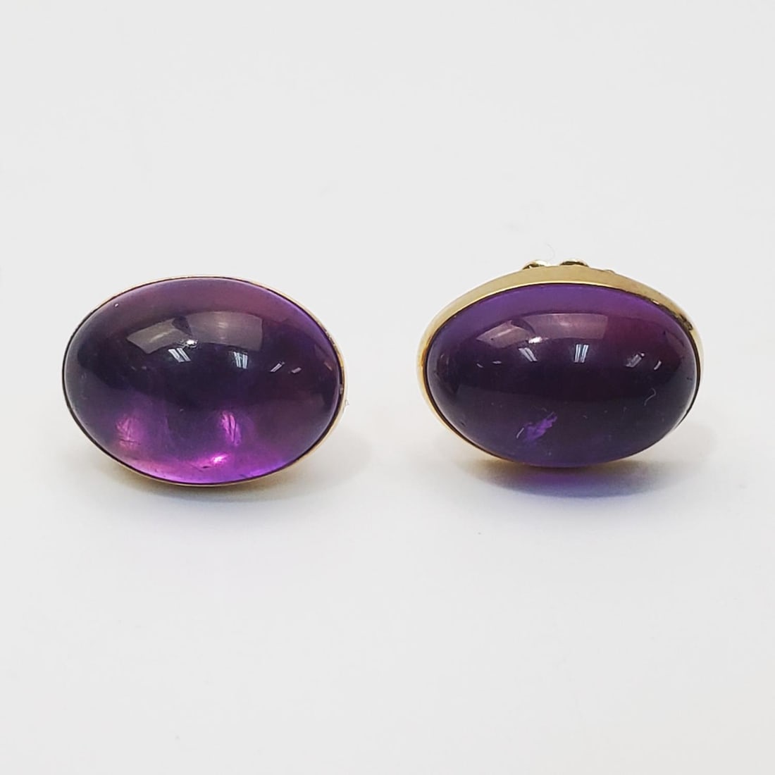 Pair of 14K Yellow Gold & Large Amethyst Earrings (1 of 3)