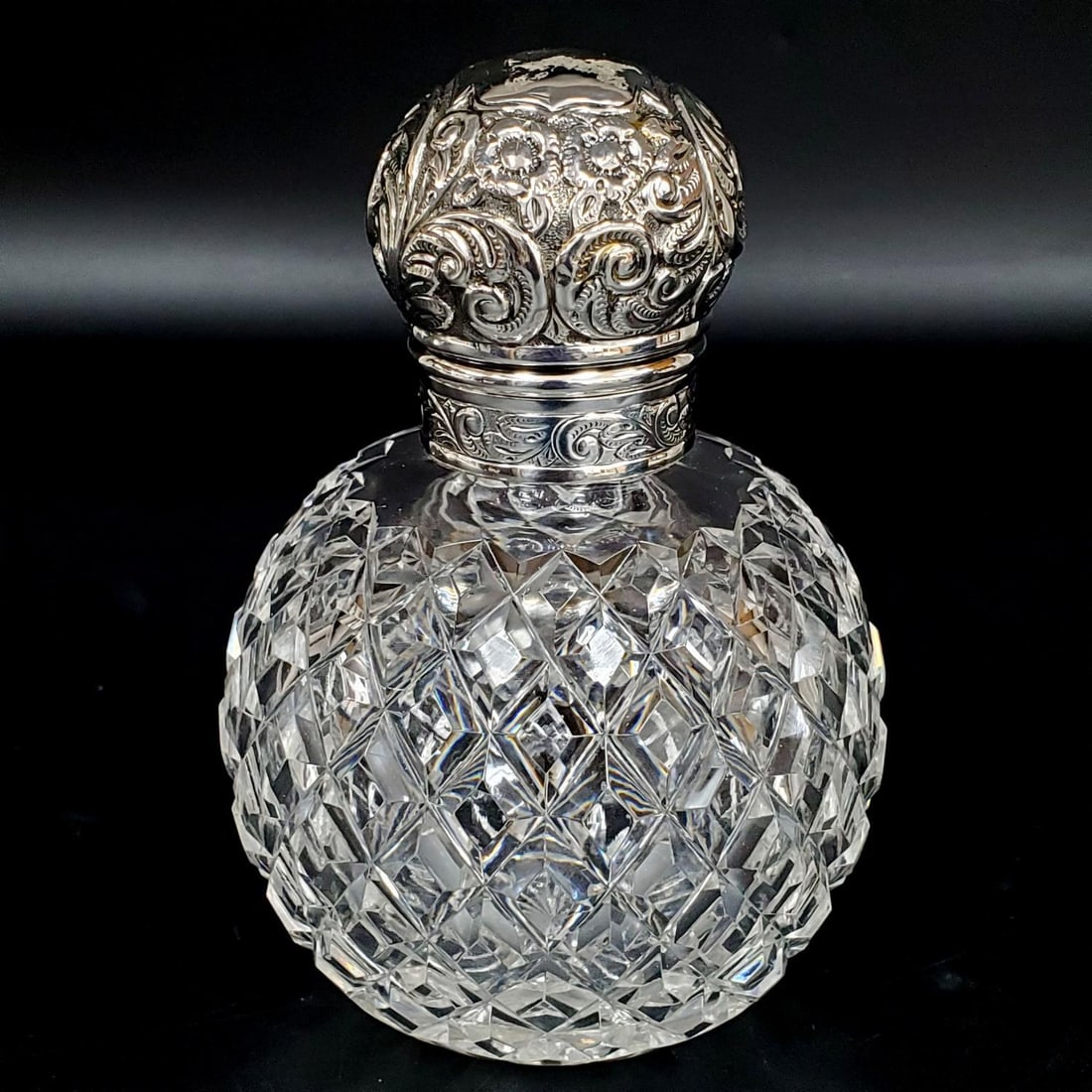 Fine English Sterling Silver & Glass Large Bottle (1 of 5)