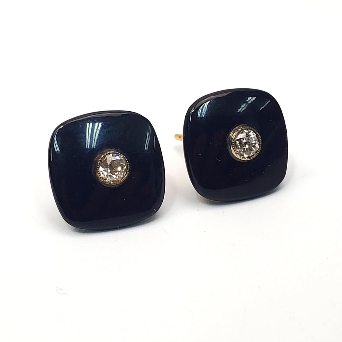 Pair Art Deco 14K Gold, Diamond & Onyx Earrings: Pair of Art Deco Style 14K Gold, Diamond & Onyx Earrings. Please Note- Due to Recent Fraudulent Activity, All Jewelry Items Purchased by New Customers Cannot Be Shipped Out Until 3 Weeks After The Auc