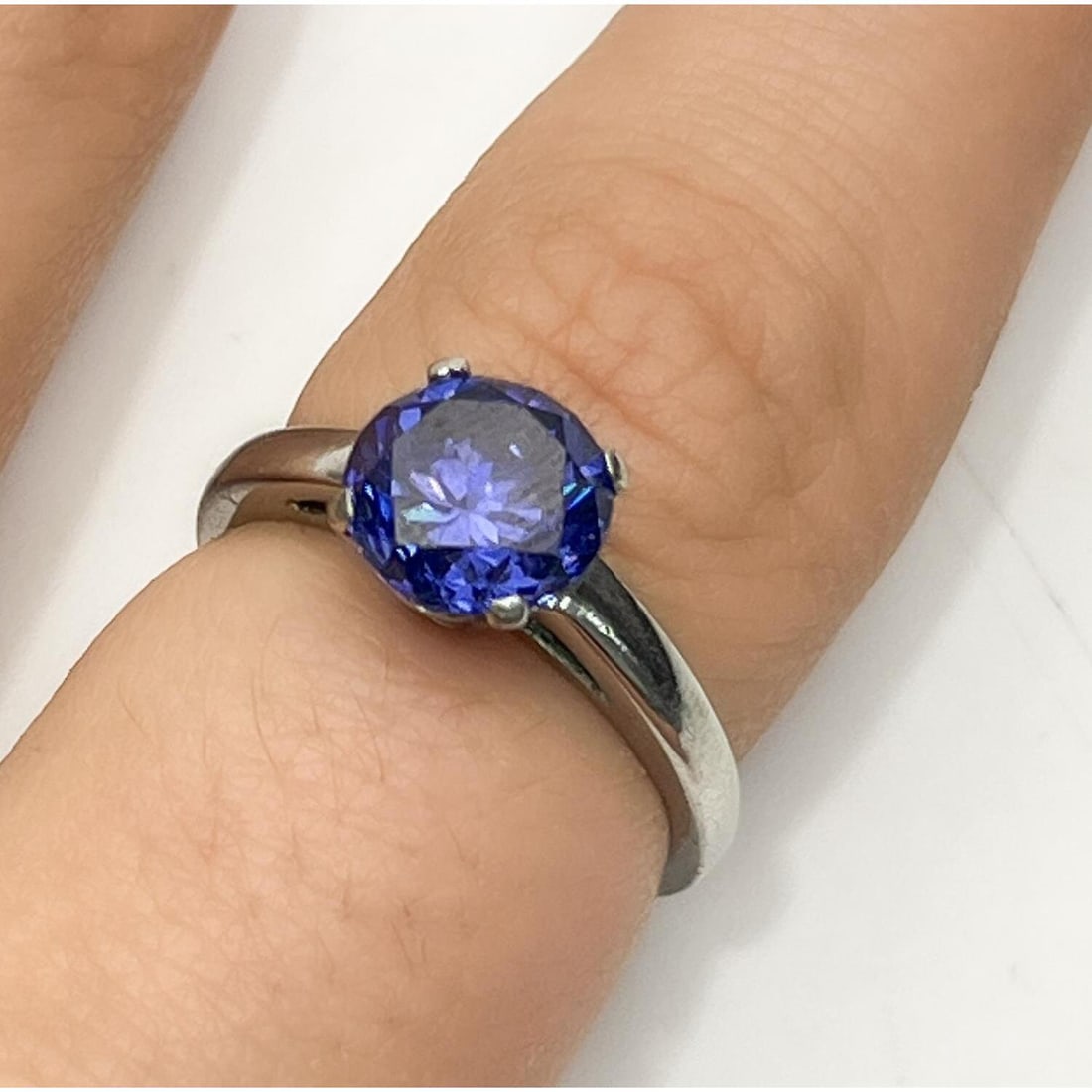 14K White Gold & Blue Stone Ring (1 of 4)