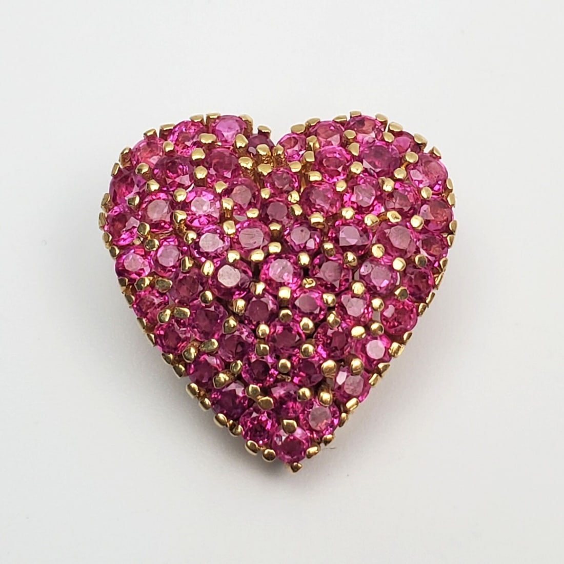 Large 14K Yellow Gold, Ruby & Heart Pendant: Large 14K Yellow Gold, Ruby & Heart Pendant. Please Note- Due to Recent Fraudulent Activity, All Jewelry Items Purchased by New Customers Cannot Be Shipped Out Until 3 Weeks After The Auction Date. Co