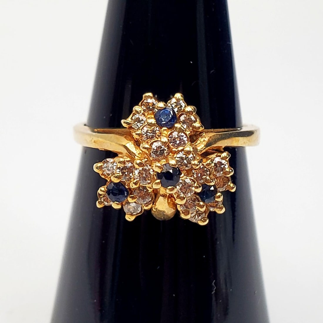 14K Gold, Diamonds & Sapphires Cocktail Ring: 14K Gold, Diamonds & Sapphires Cocktail Ring. Fully Marked. Please Note- Due to Recent Fraudulent Activity, All Jewelry Items Purchased by New Customers Cannot Be Shipped Out Until 3 Weeks After The A