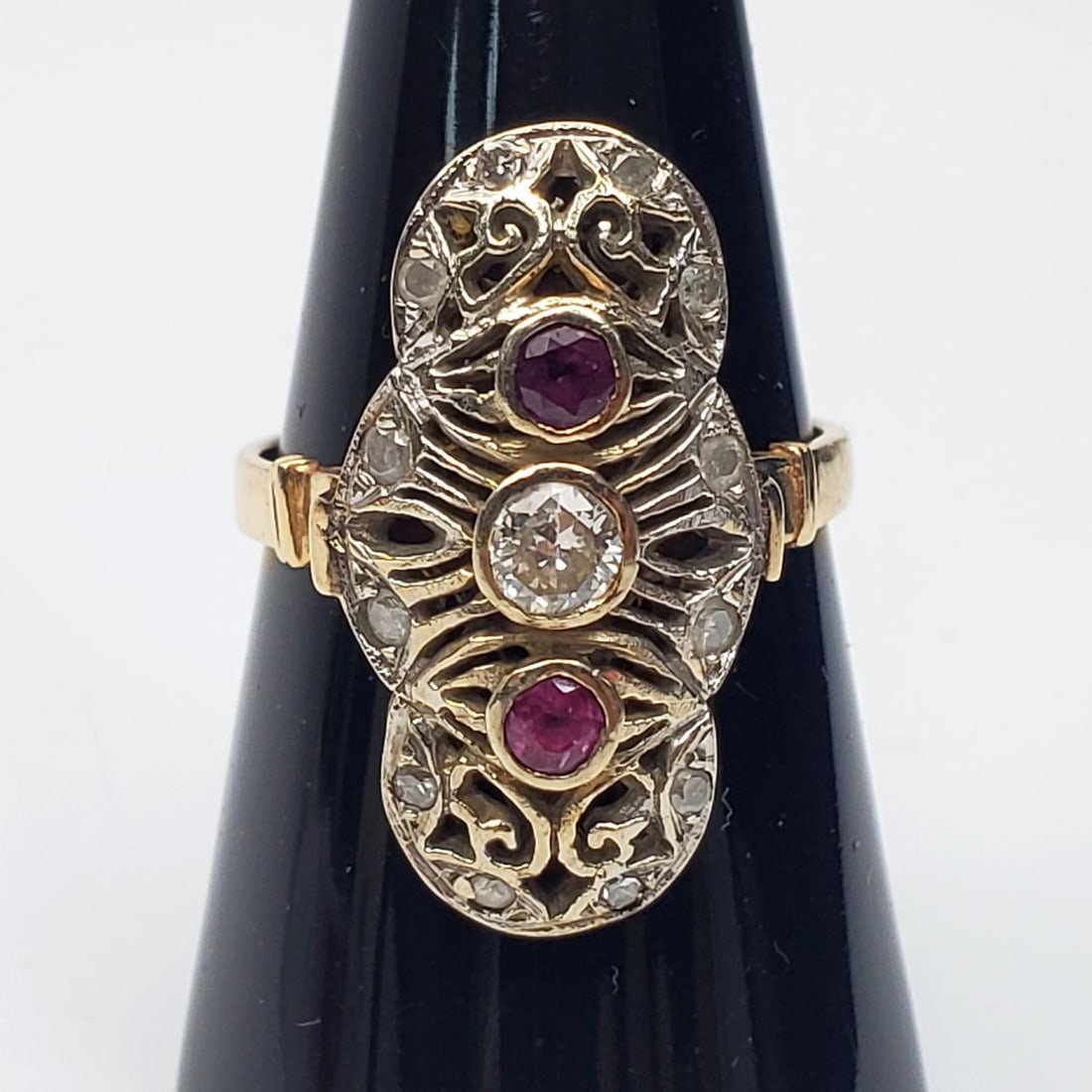 14K Yellow & White Gold, Diamonds & Rubies Ring (1 of 3)
