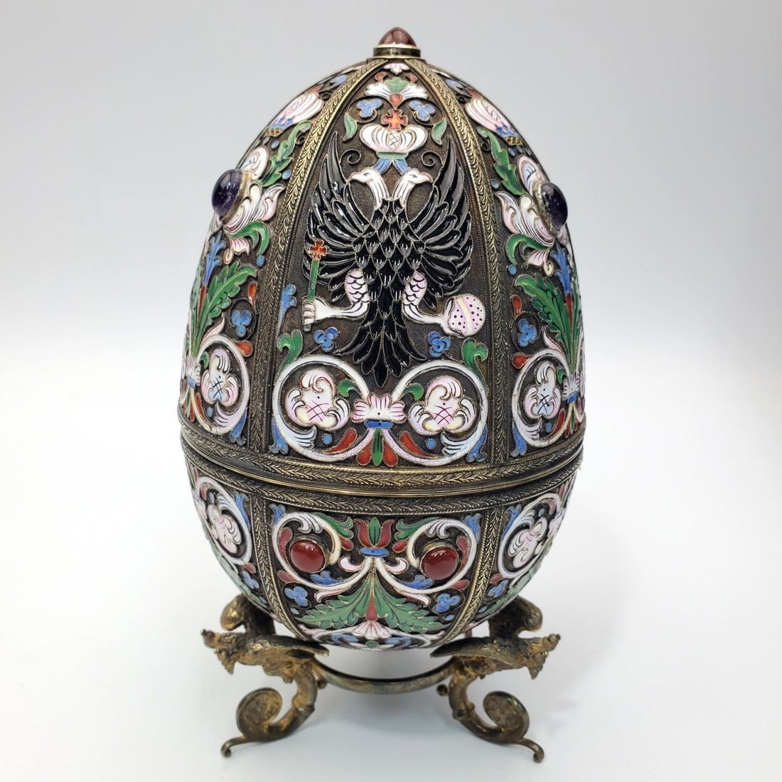 Russian Silver, Enamel & Semi Precious Stone Egg (1 of 6)