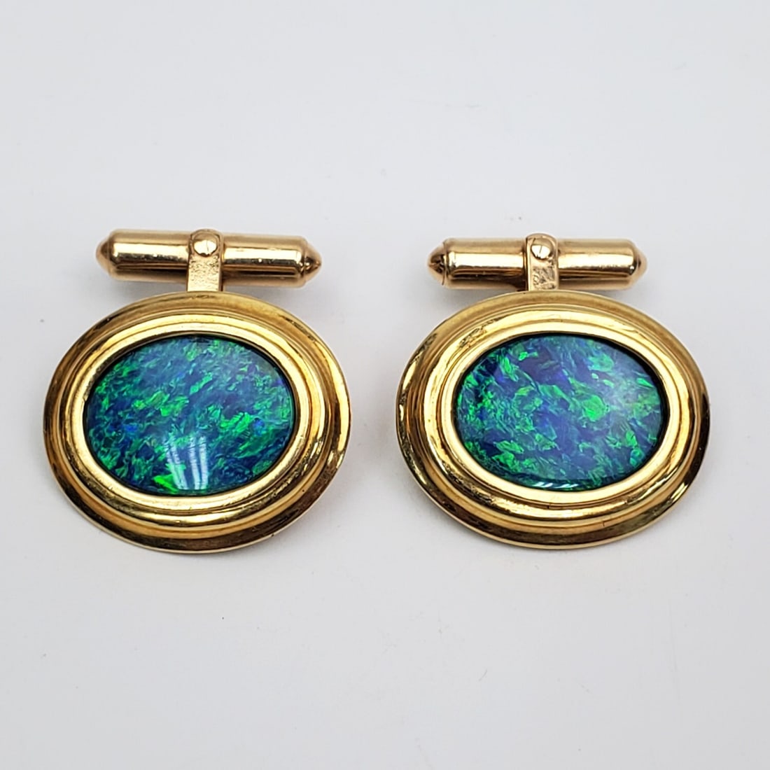 14K Gold & Large 18g Opal Inlay Cuff Links (1 of 4)