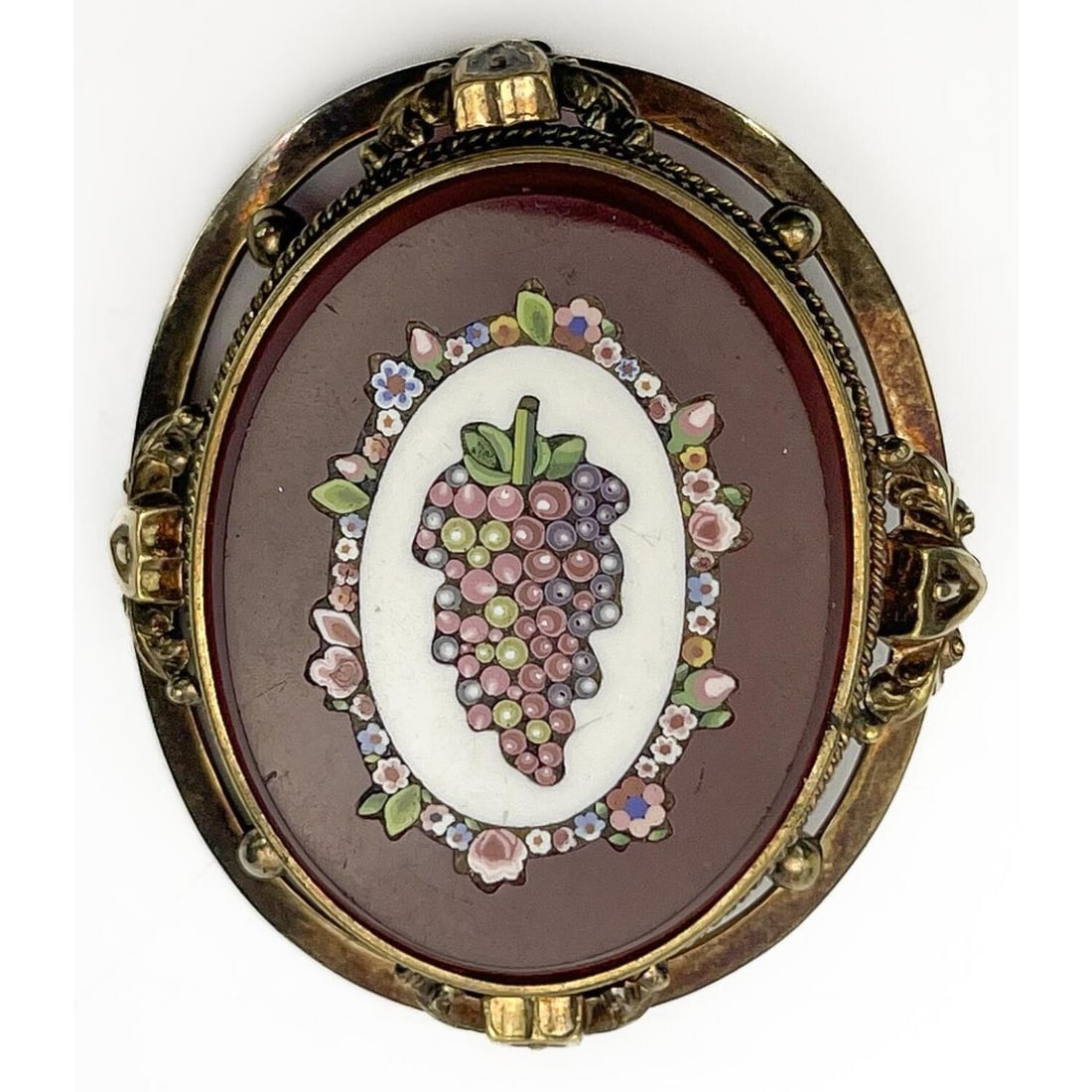 Large Antique Gold & Mosaic Hard Stone Brooch (1 of 3)